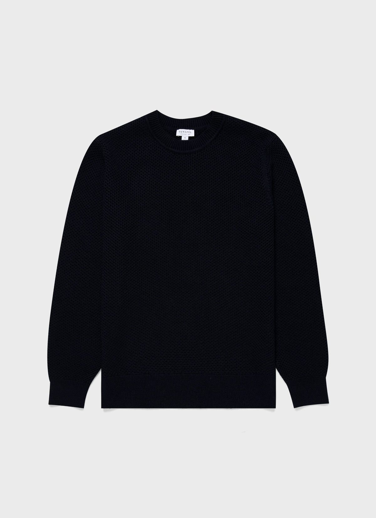 Mens Honeycomb Cotton Crew Neck Jumper In Navy Mjum8207 Buaa