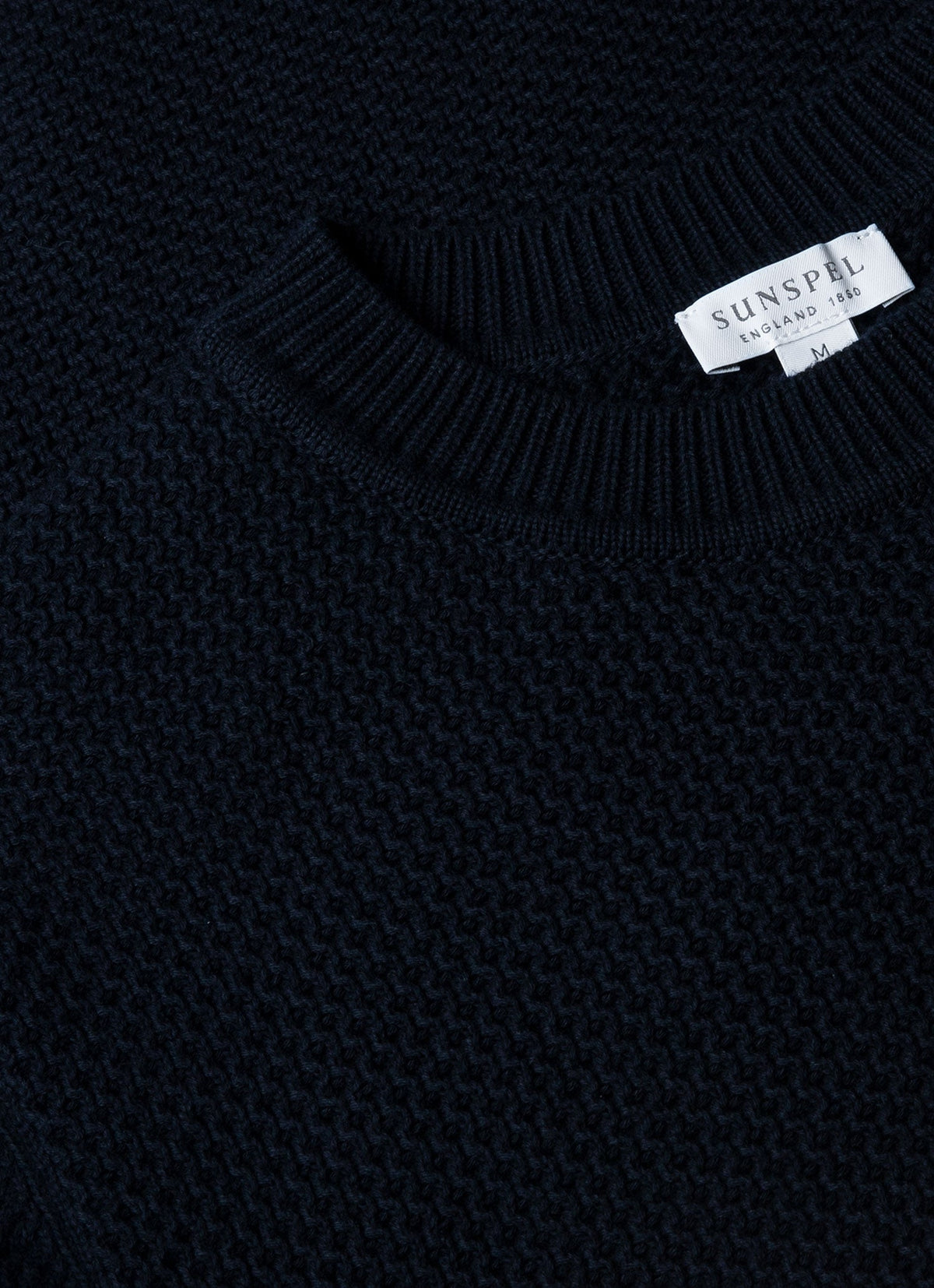 Mens Honeycomb Cotton Crew Neck Jumper In Navy Mjum8207 Buaa