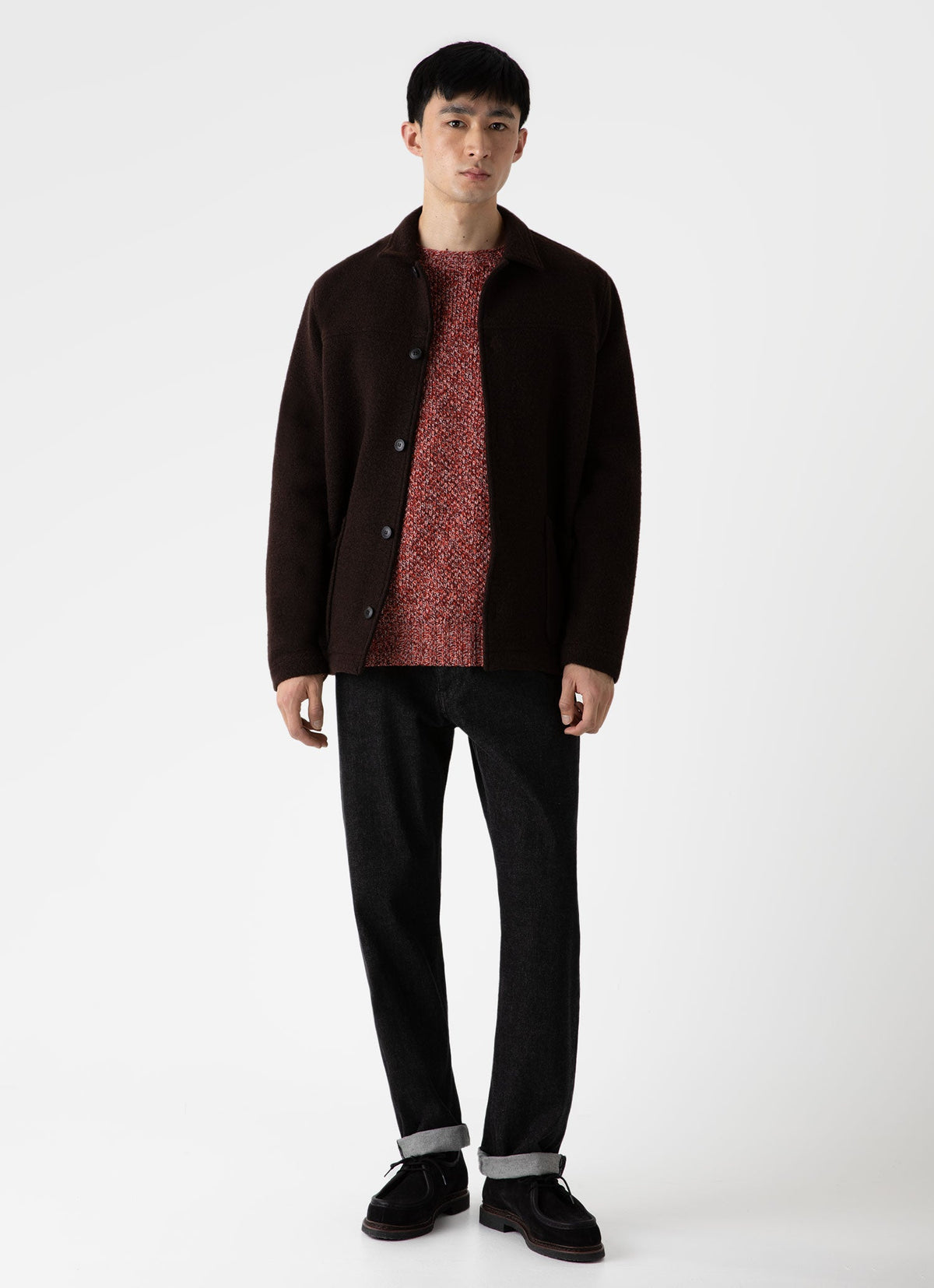 Mens Lambswool Textured Jumper In Magma Twist Mjum8214 Rdej