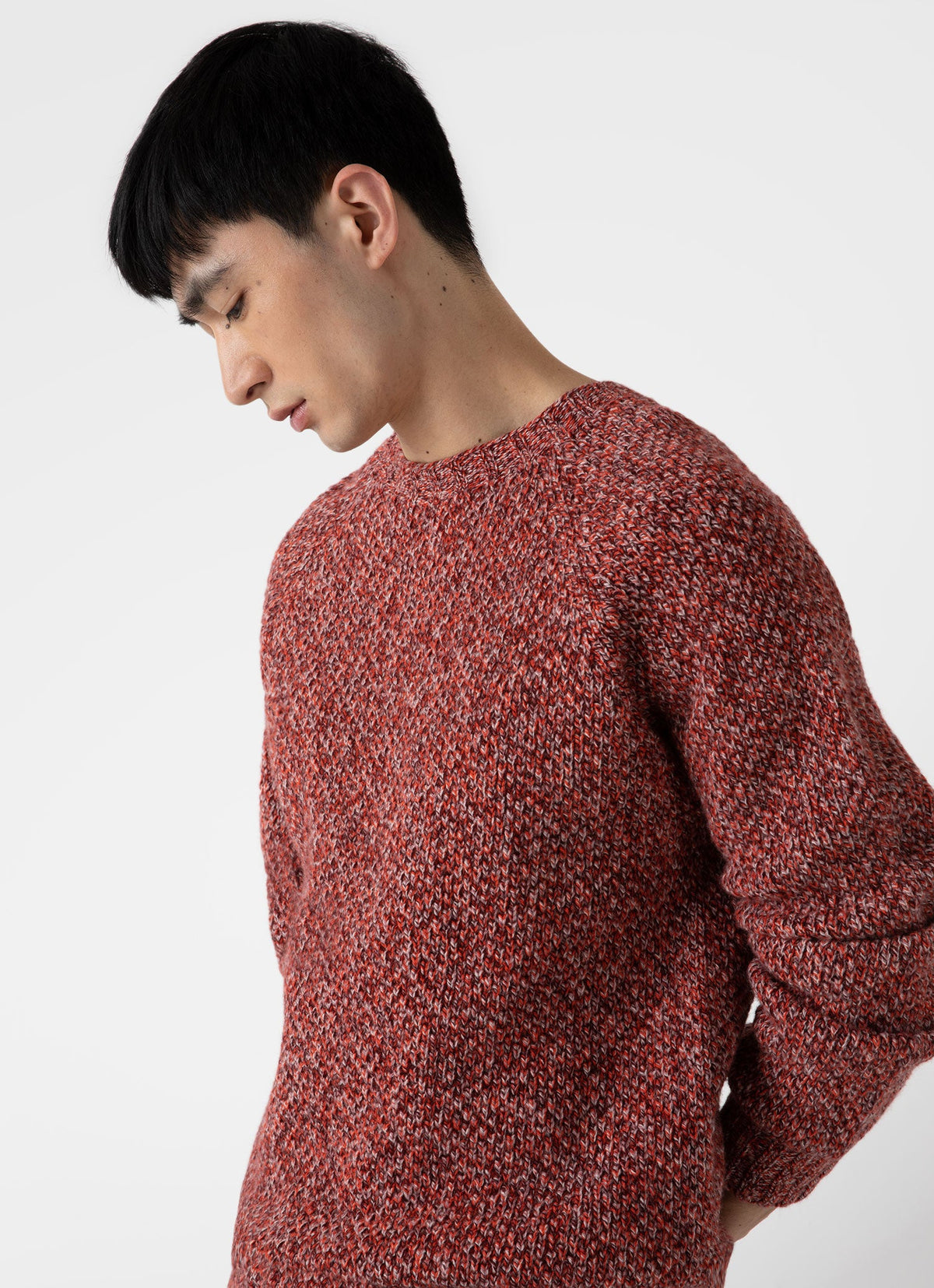 Mens Lambswool Textured Jumper In Magma Twist Mjum8214 Rdej