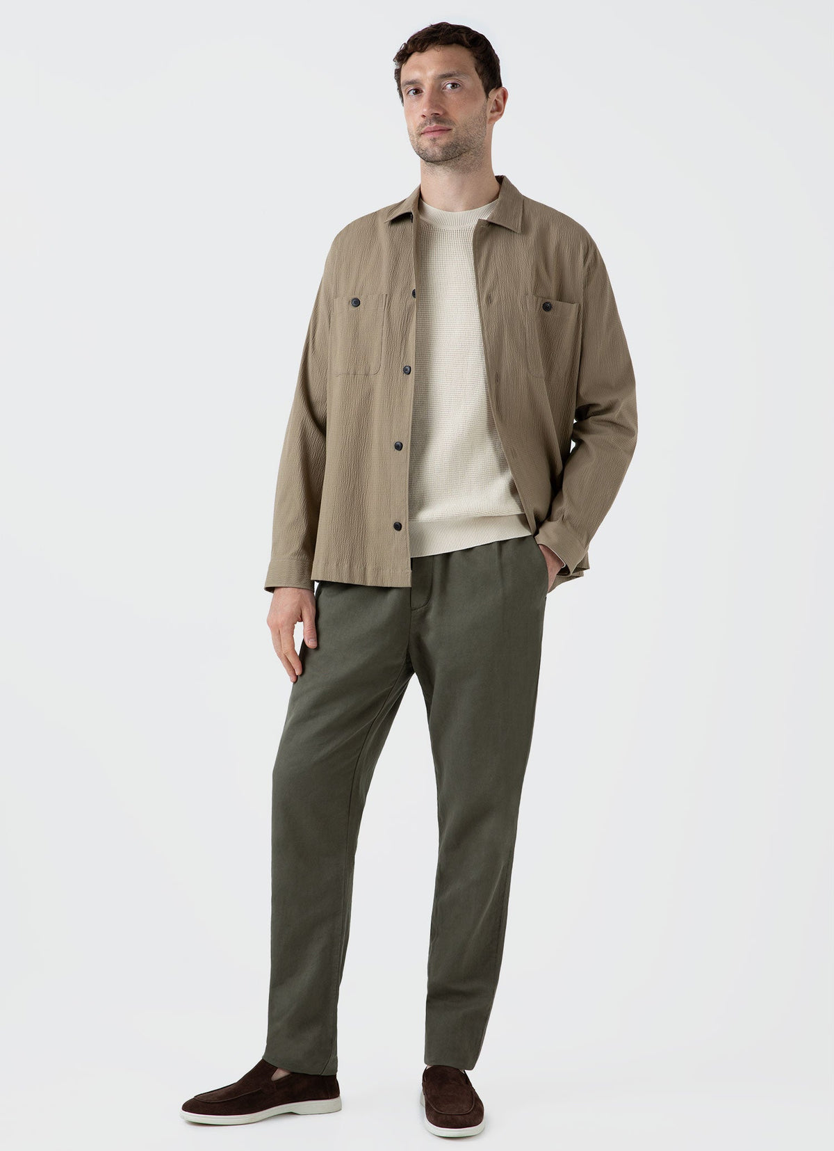 Mens Waffle Stitch Crew Neck Jumper In Ecru Mjum8231 Whcr