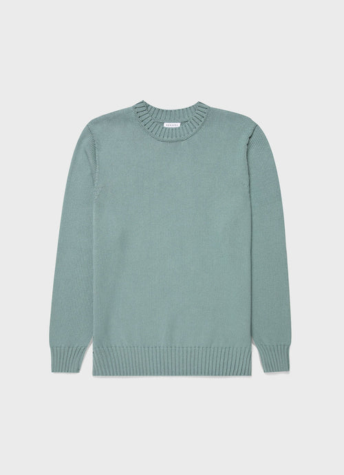 Men's Cotton Crew Neck Jumper in Smoke Green