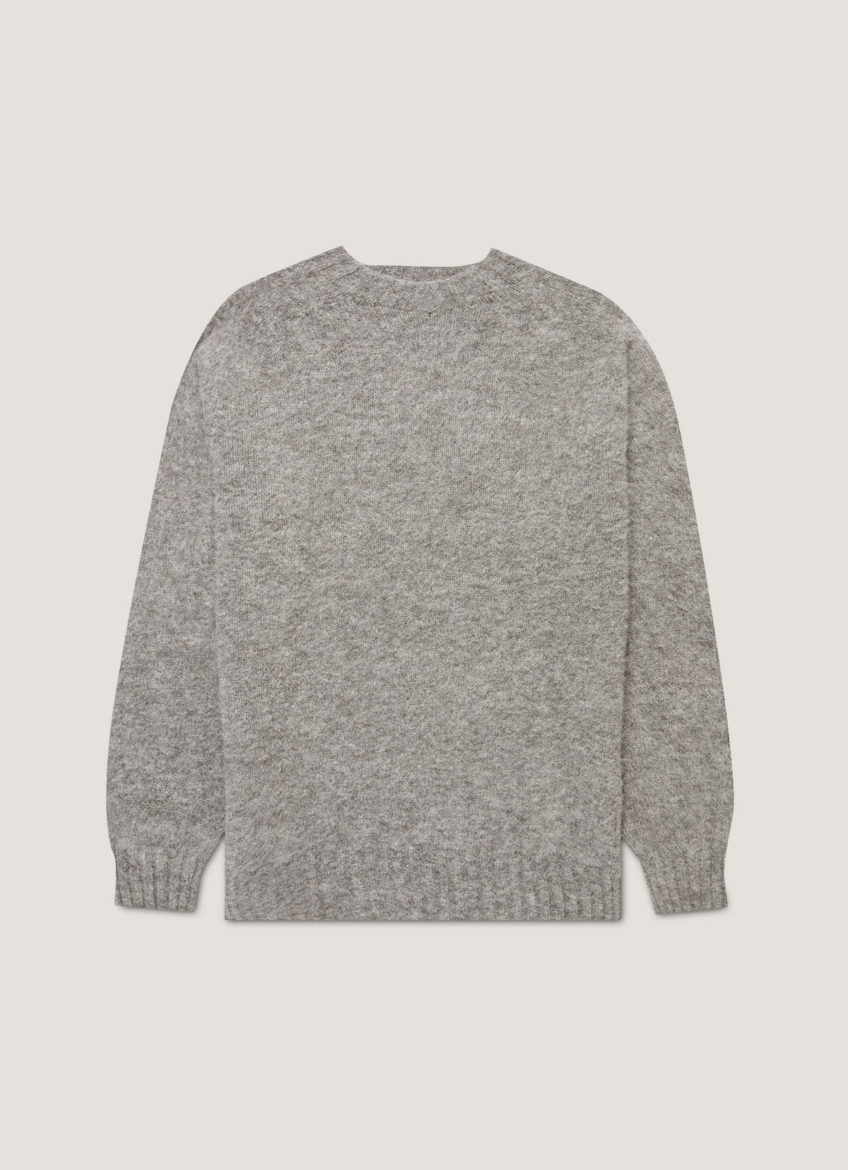 Mens Shetland Crew Neck Jumper In Mid Grey Melange Mjum8266 Gyak