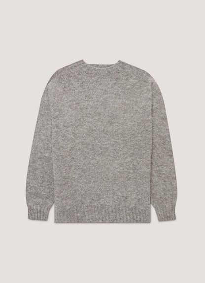 Mens Shetland Crew Neck Jumper In Mid Grey Melange Mjum8266 Gyak