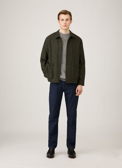 Mens Shetland Crew Neck Jumper In Mid Grey Melange Mjum8266 Gyak