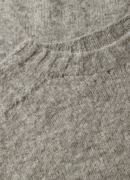 Mens Shetland Crew Neck Jumper In Mid Grey Melange Mjum8266 Gyak