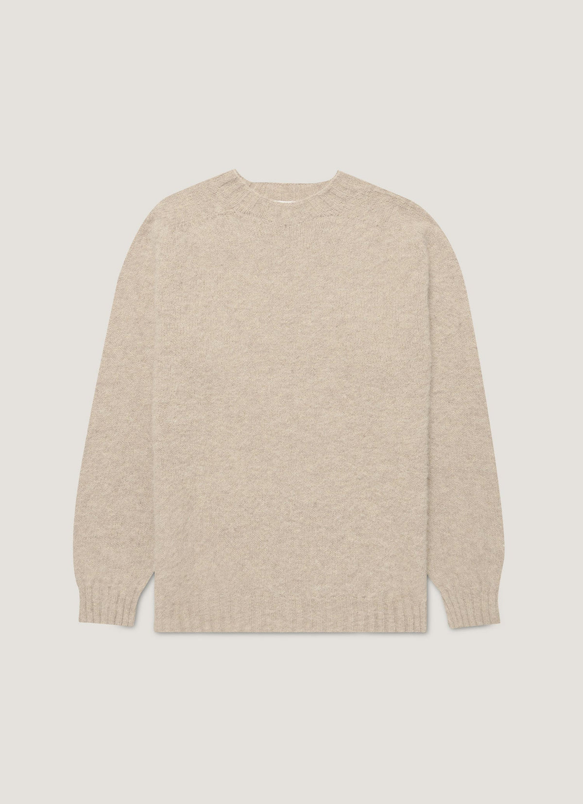 Mens Shetland Crew Neck Jumper In Oatmeal Melange Mjum8266 Whao
