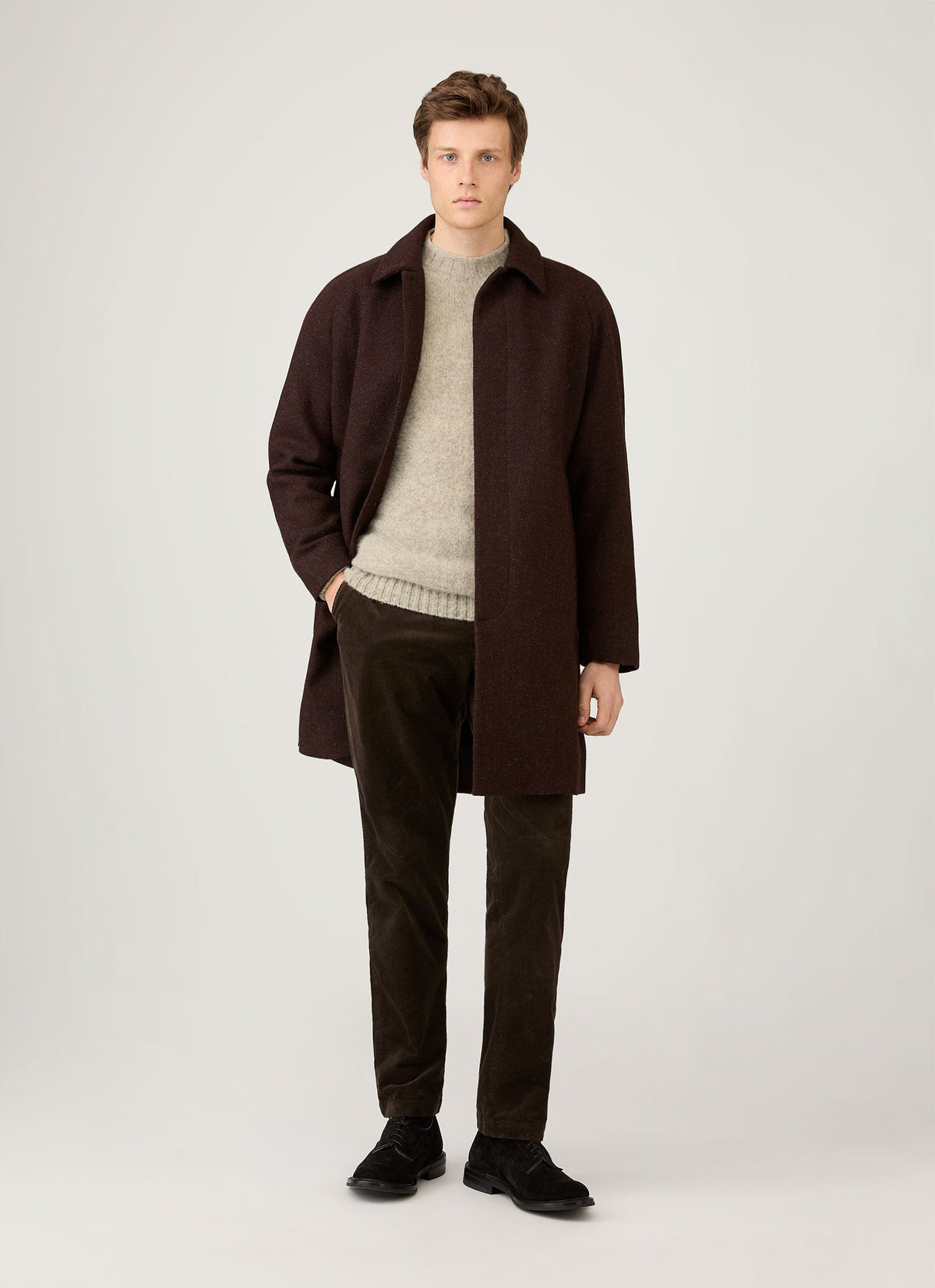 Mens Shetland Crew Neck Jumper In Oatmeal Melange Mjum8266 Whao