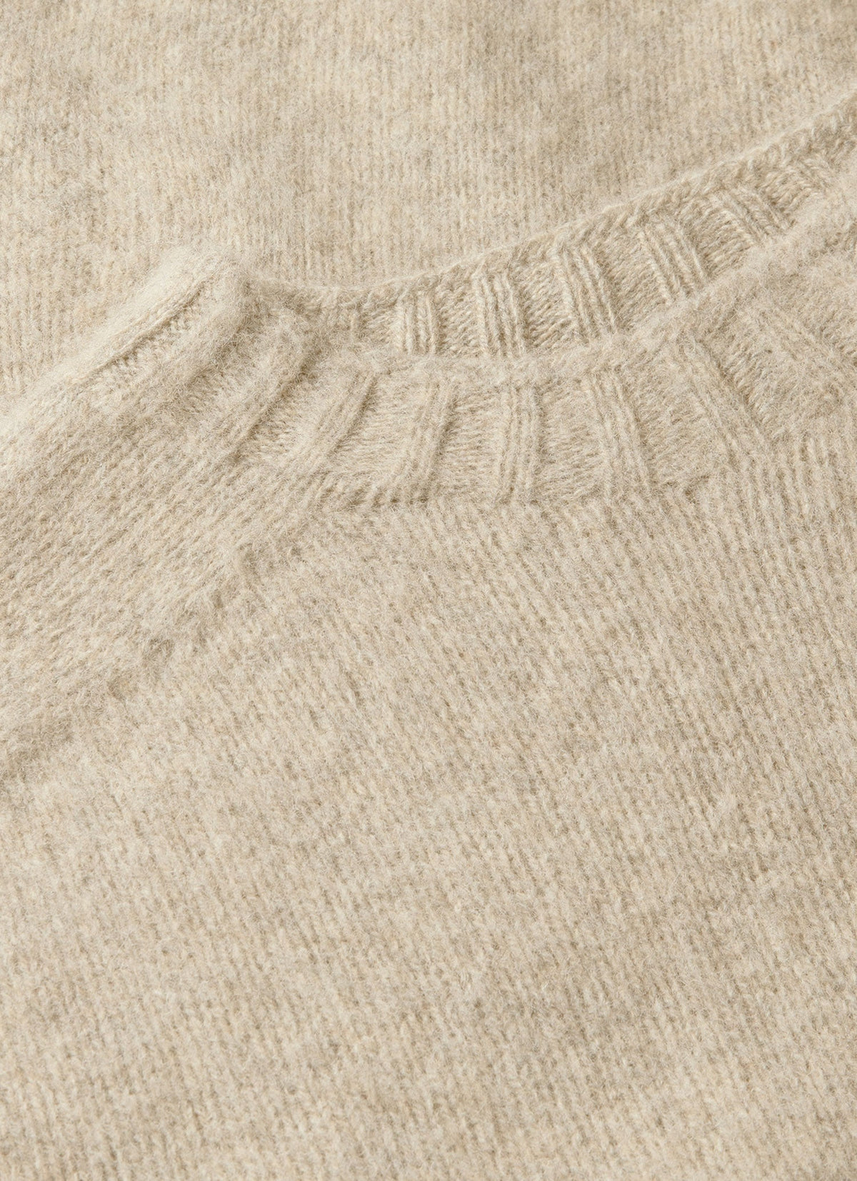 Mens Shetland Crew Neck Jumper In Oatmeal Melange Mjum8266 Whao