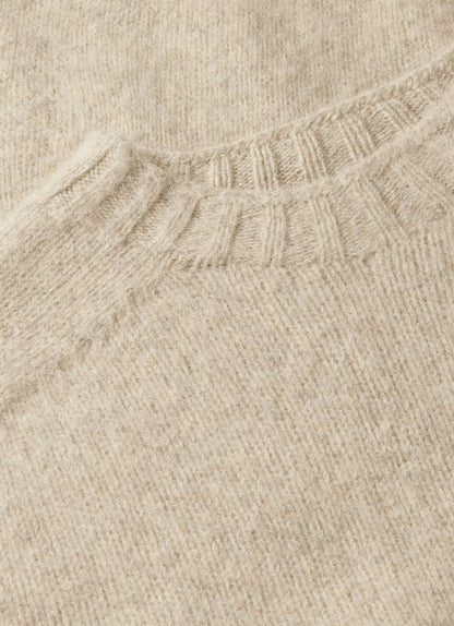 Mens Shetland Crew Neck Jumper In Oatmeal Melange Mjum8266 Whao