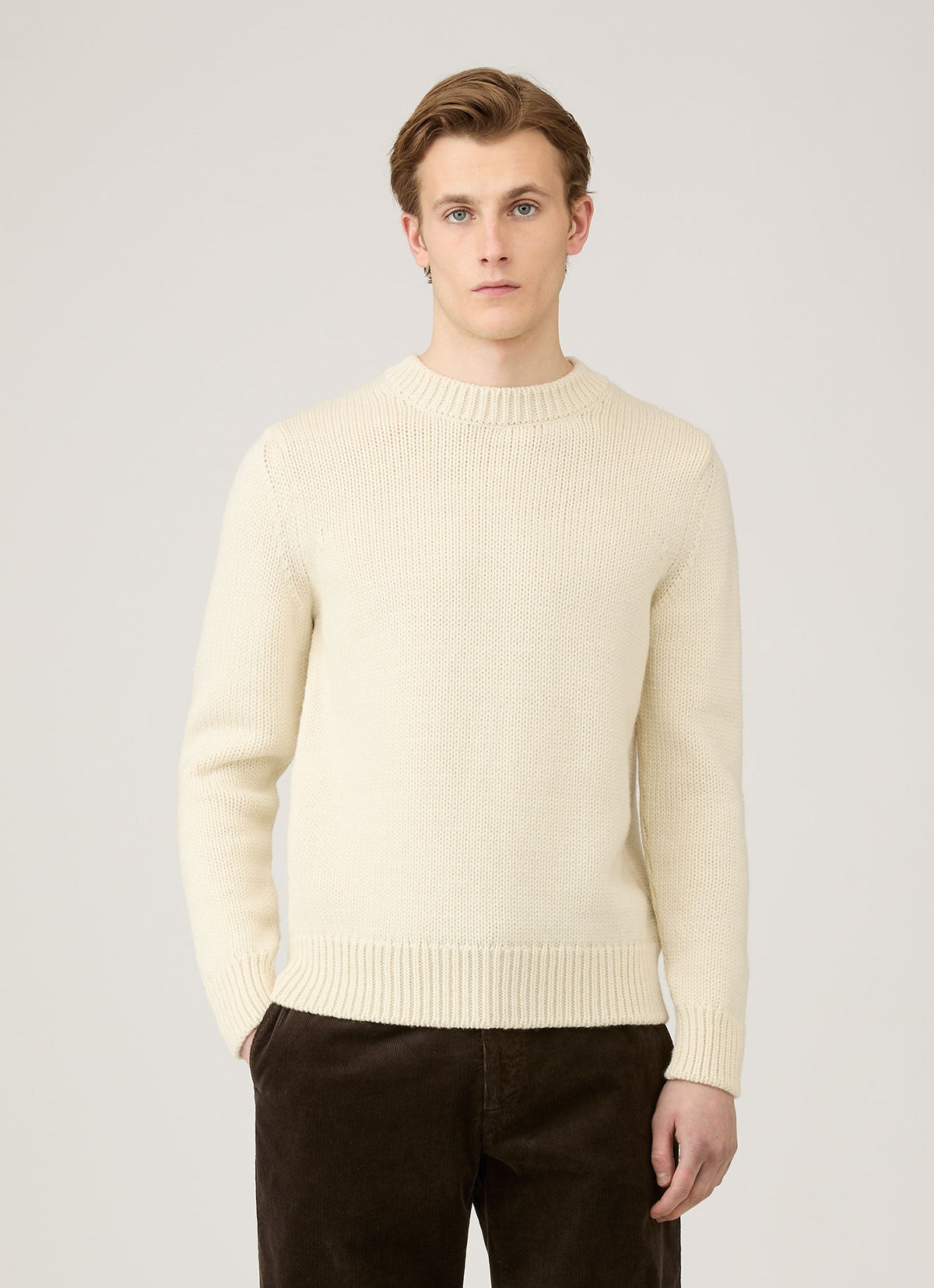 Mens Fisherman Jumper In Ecru Mjum8287 Whcr