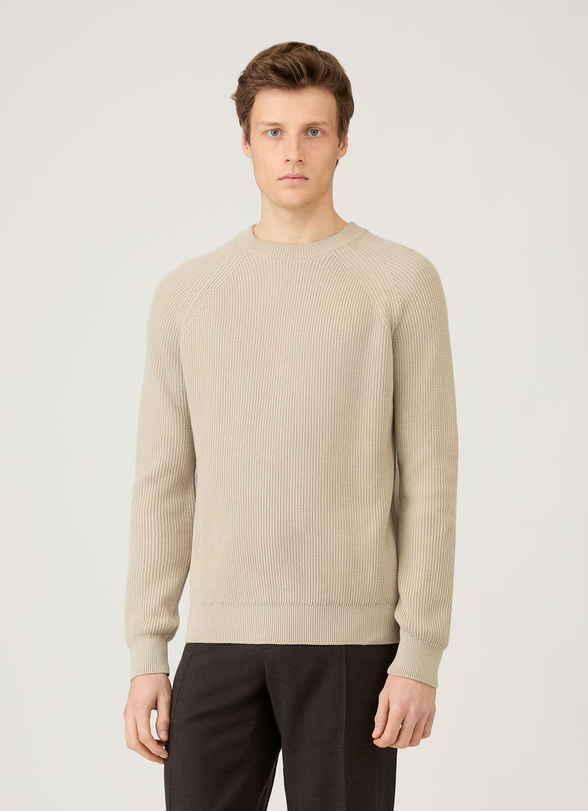 Mens Ribbed Jumper In Mink Mjum8288 Brgb