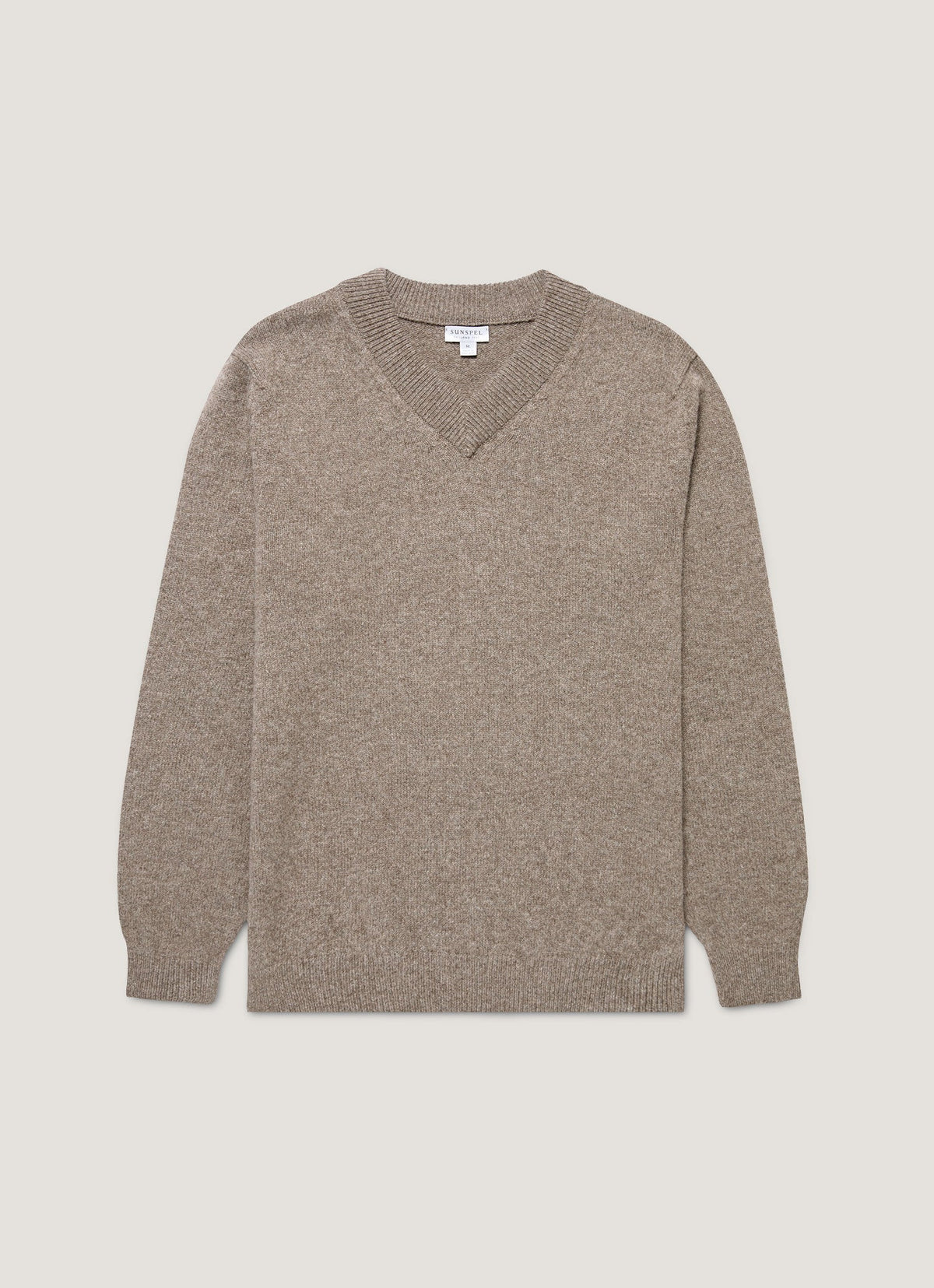 Mens Lambswool V Neck Jumper In Bark Mjum8294 Brgc