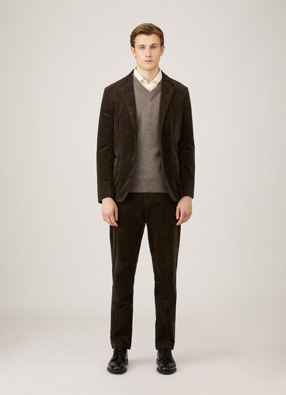 Mens Lambswool V Neck Jumper In Bark Mjum8294 Brgc