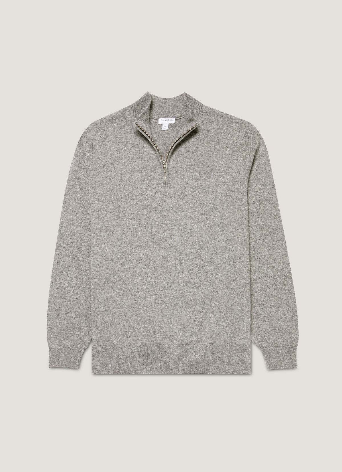 Mens Cashmere Half Zip Jumper In Grey Melange Mjum8299 Gyaa