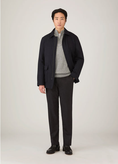 Mens Cashmere Half Zip Jumper In Grey Melange Mjum8299 Gyaa