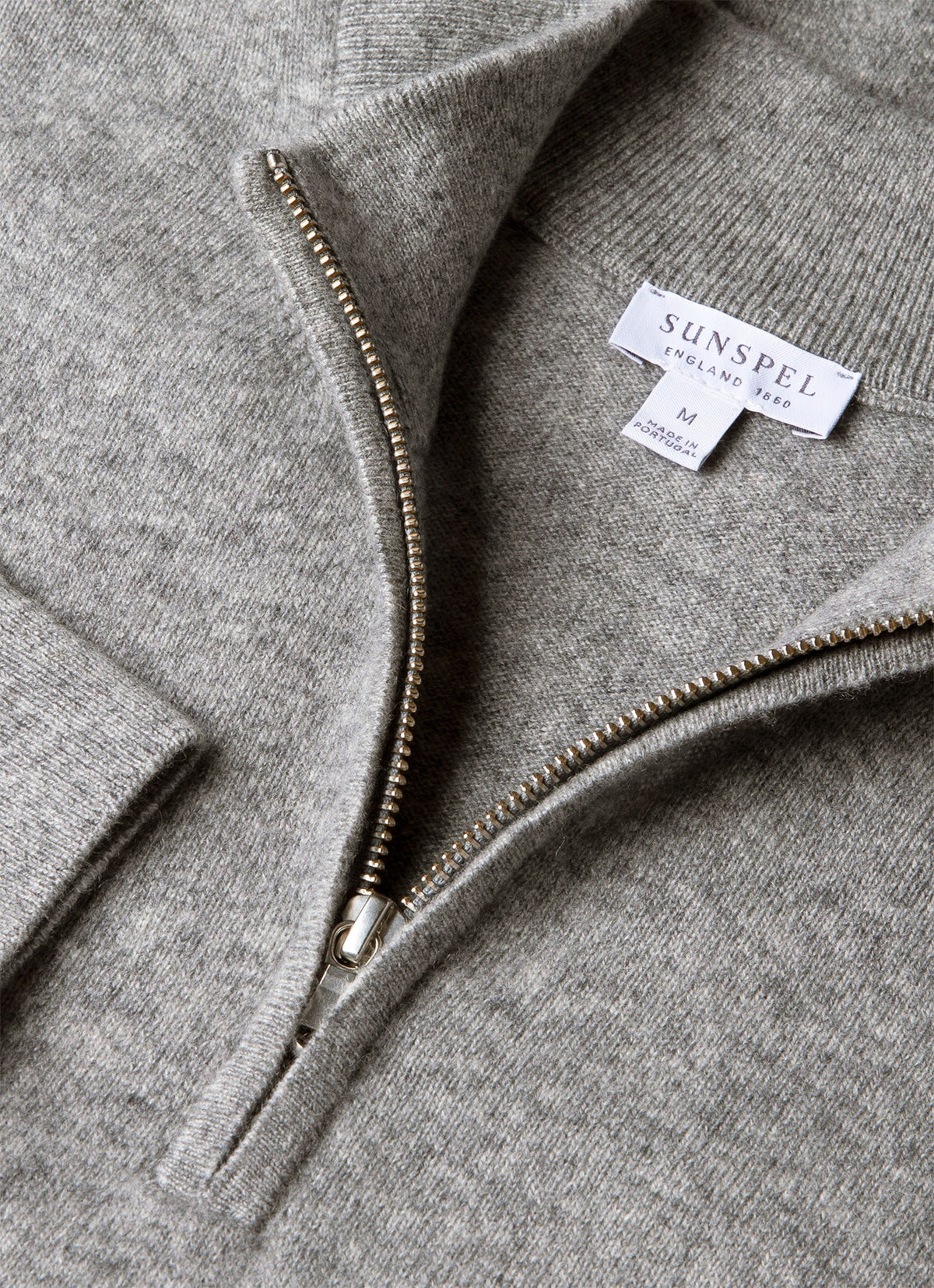 Mens Cashmere Half Zip Jumper In Grey Melange Mjum8299 Gyaa