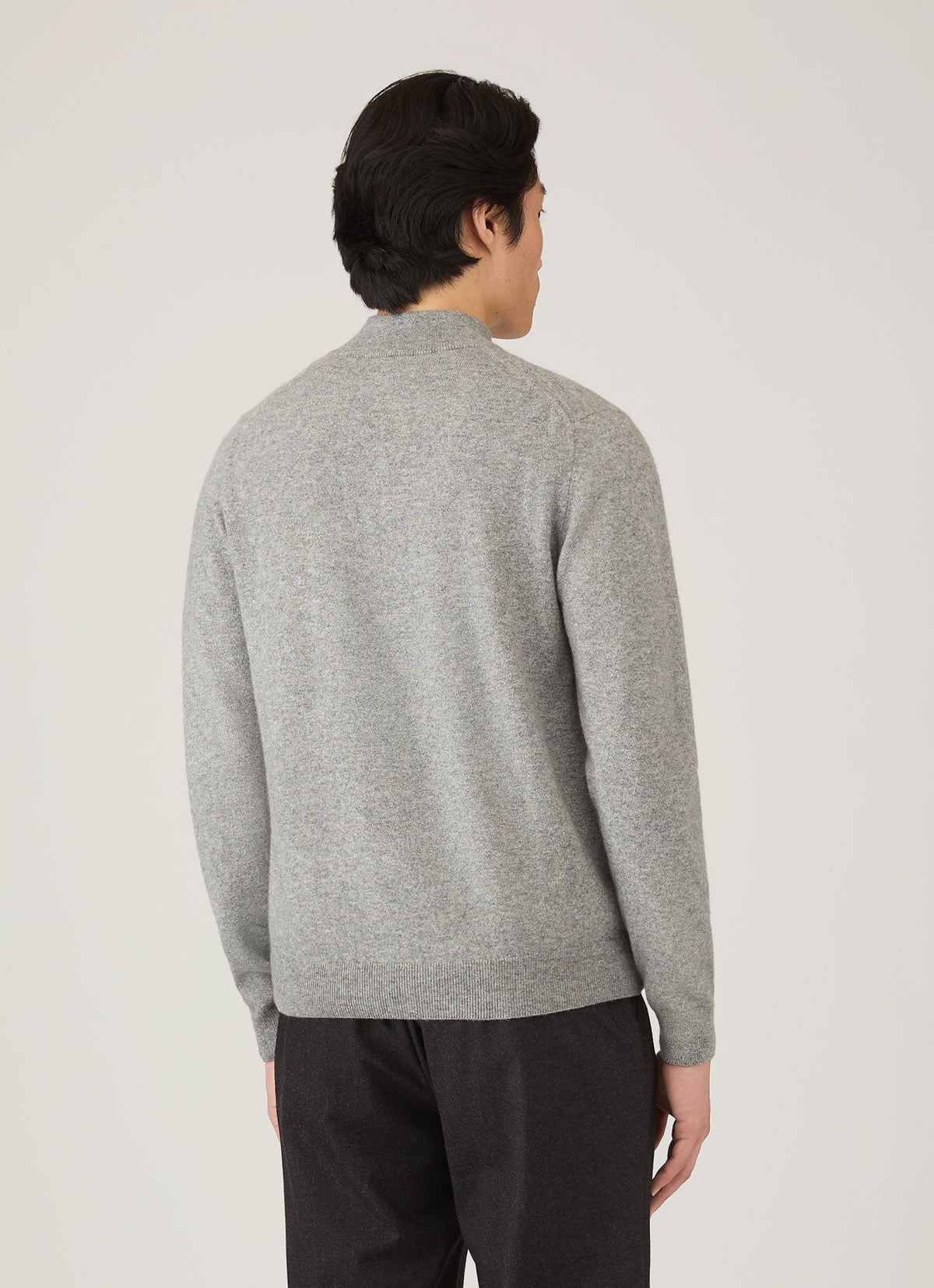 Mens Cashmere Half Zip Jumper In Grey Melange Mjum8299 Gyaa