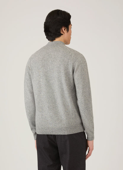 Mens Cashmere Half Zip Jumper In Grey Melange Mjum8299 Gyaa