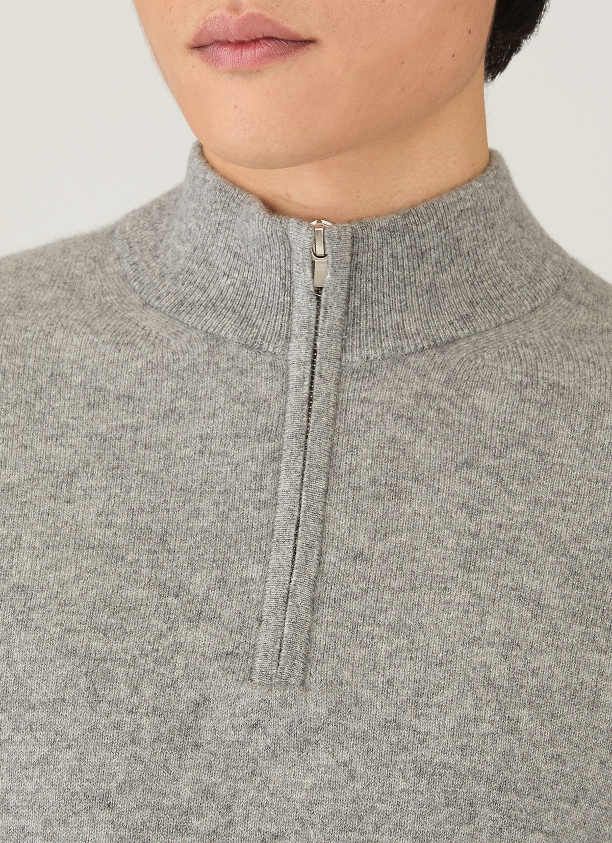 Mens Cashmere Half Zip Jumper In Grey Melange Mjum8299 Gyaa