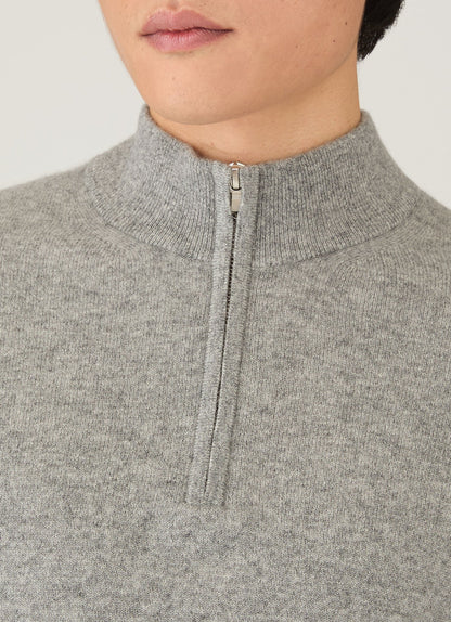 Mens Cashmere Half Zip Jumper In Grey Melange Mjum8299 Gyaa