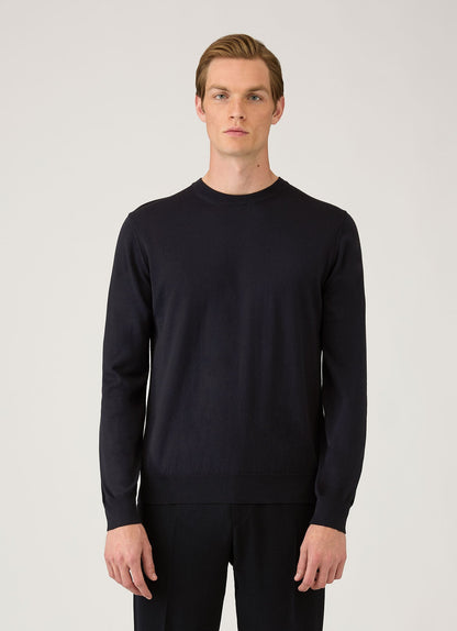 Mens Lightweight Cotton Jumper In Navy Mjum8314 Buaa