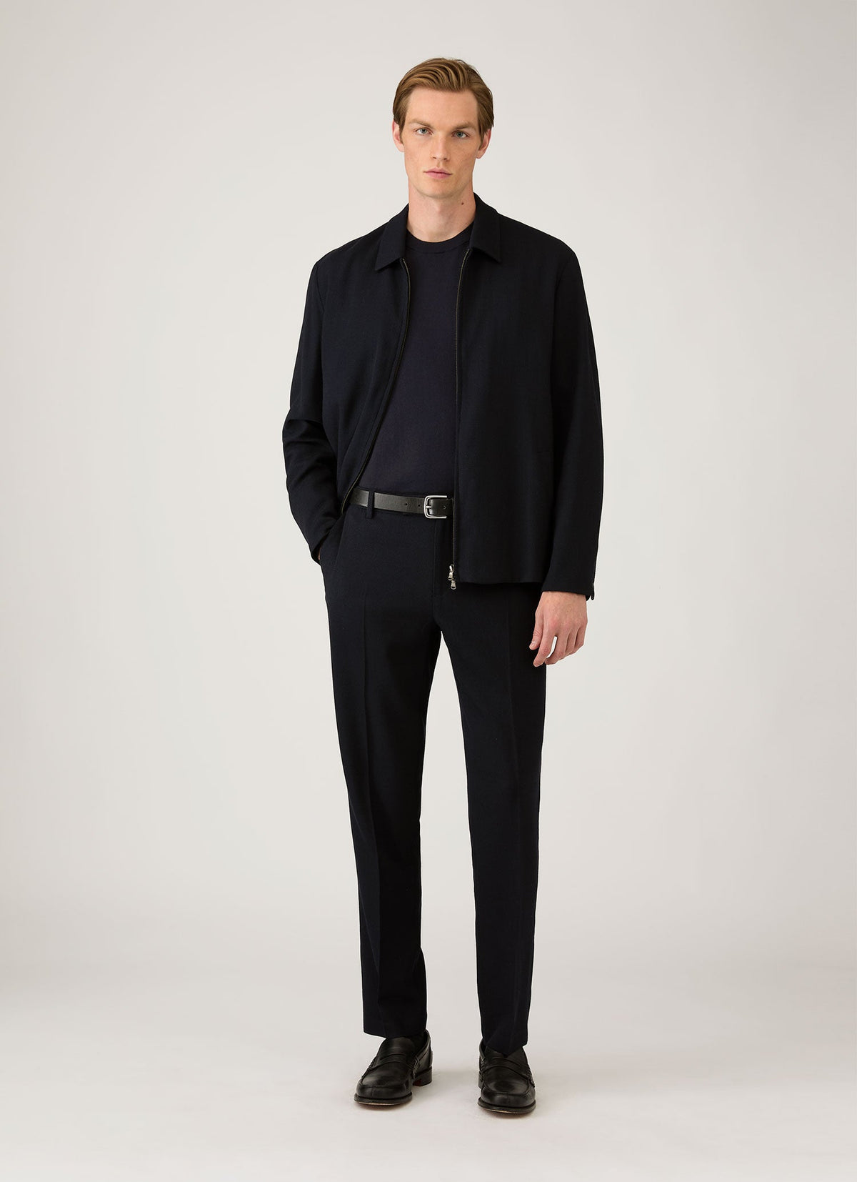 Mens Lightweight Cotton Jumper In Navy Mjum8314 Buaa