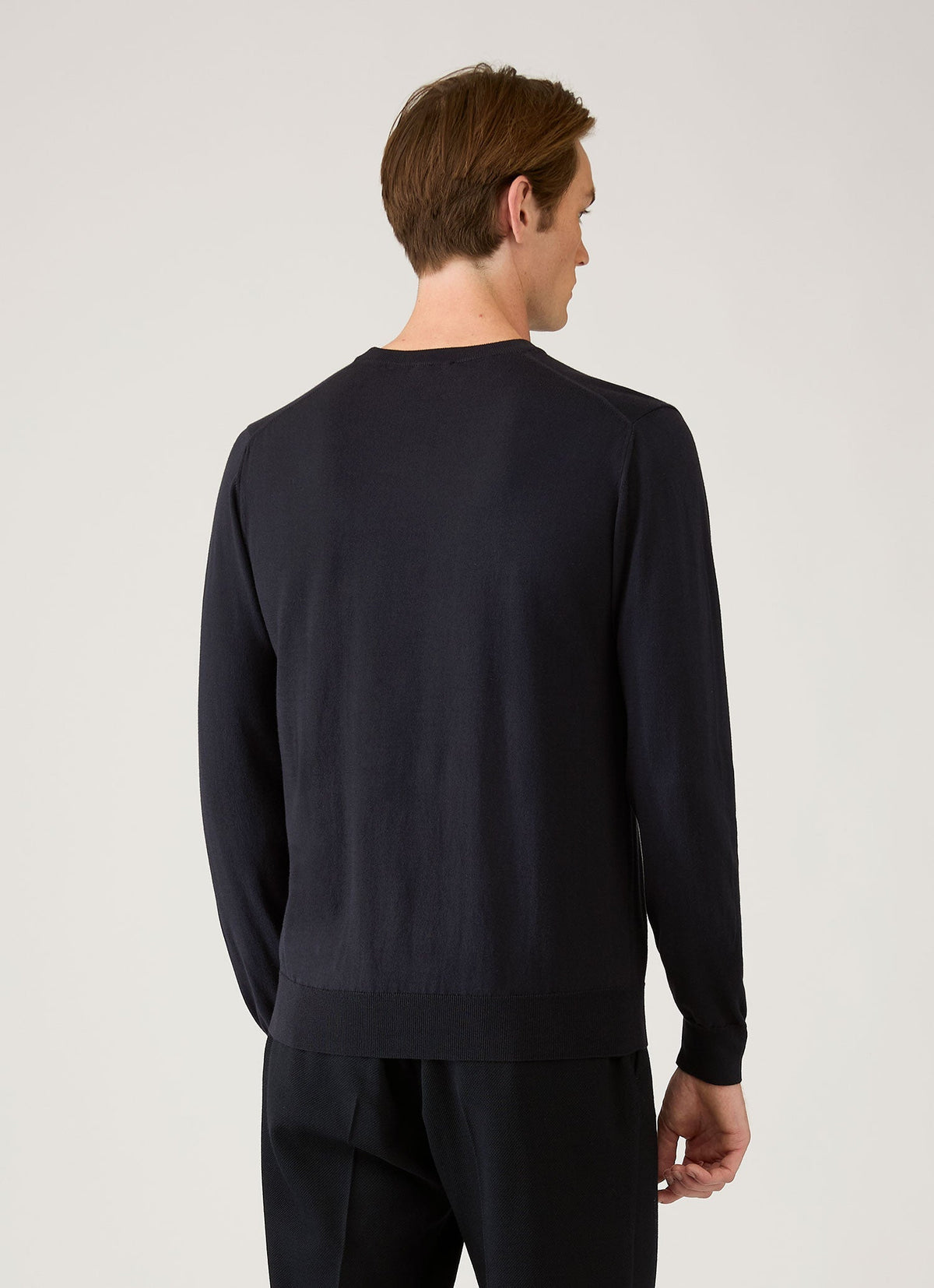 Mens Lightweight Cotton Jumper In Navy Mjum8314 Buaa