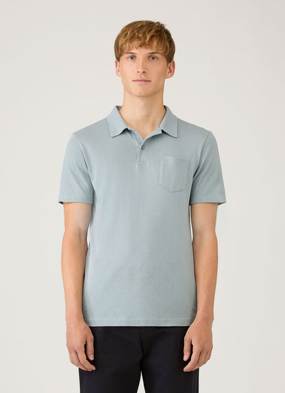 Mens Riviera Polo Shirt In Stone Blue Mpol1026 Buwt