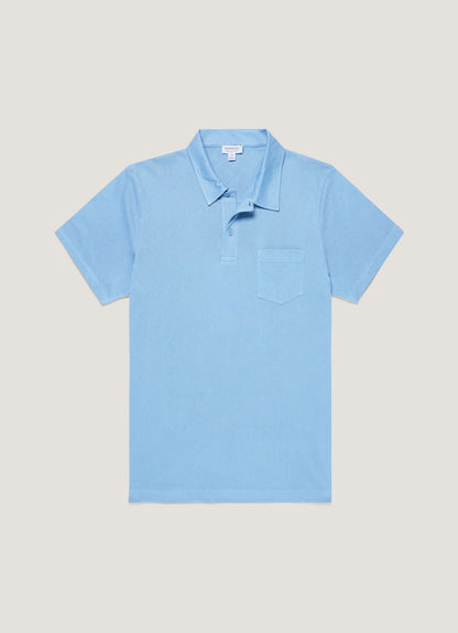 Mens Riviera Polo Shirt In Azure Blue Mpol1026 Buww