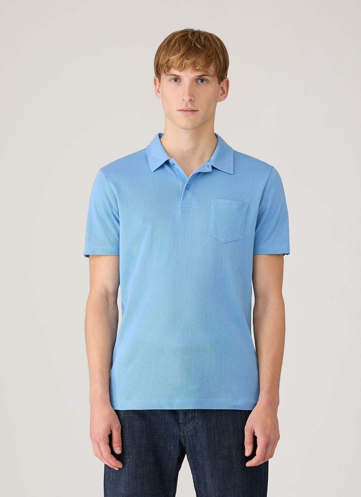 Mens Riviera Polo Shirt In Azure Blue Mpol1026 Buww