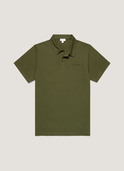 Mens Riviera Polo Shirt In Deep Olive Mpol1026 Gniz
