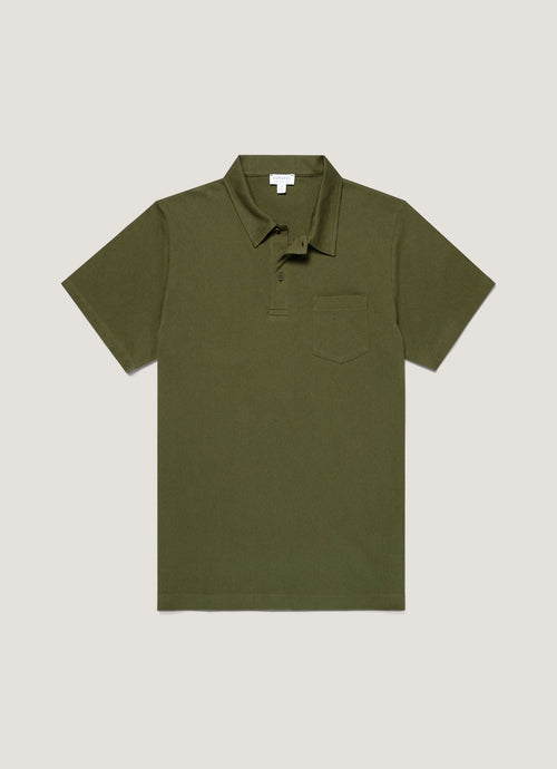 Mens Riviera Polo Shirt In Deep Olive Mpol1026 Gniz