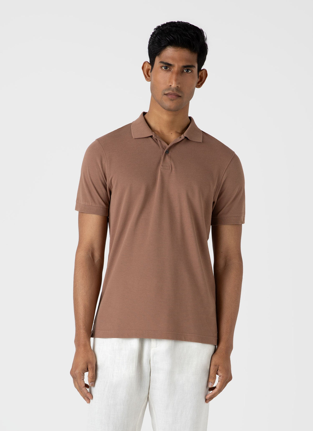 Mens Pique Polo Shirt In Dark Sand Mpol1028 Brey