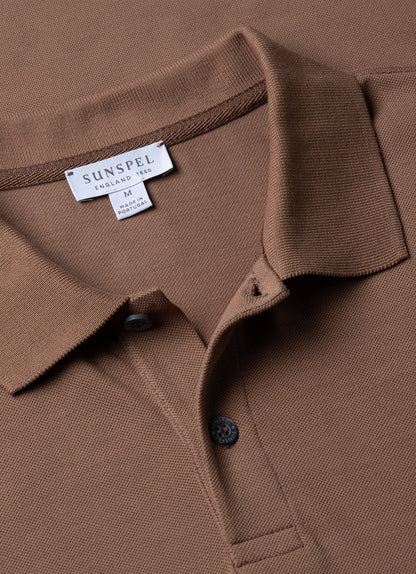 Mens Pique Polo Shirt In Dark Sand Mpol1028 Brey
