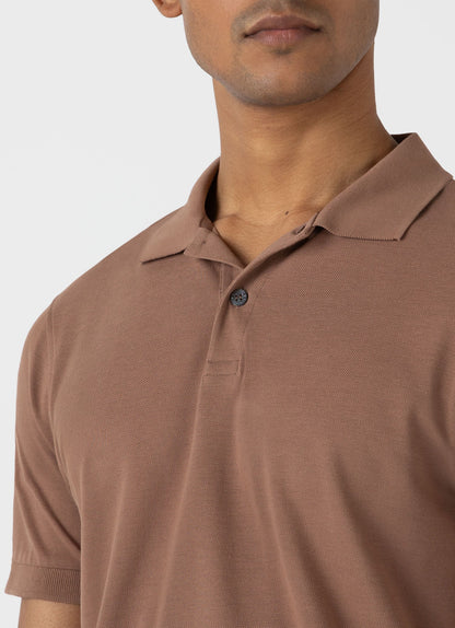 Mens Pique Polo Shirt In Dark Sand Mpol1028 Brey