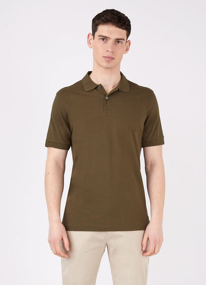 Mens Pique Polo Shirt In Dark Moss