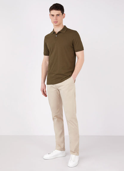 Mens Pique Polo Shirt In Dark Moss