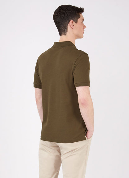 Mens Pique Polo Shirt In Dark Moss