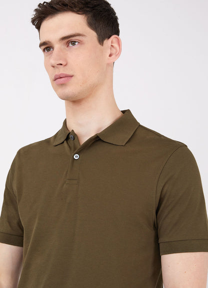 Mens Pique Polo Shirt In Dark Moss