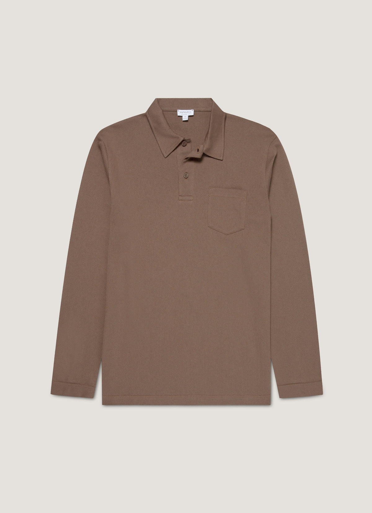 Mens Long Sleeve Riviera Polo Shirt In Bark Mpol1031 Brgc