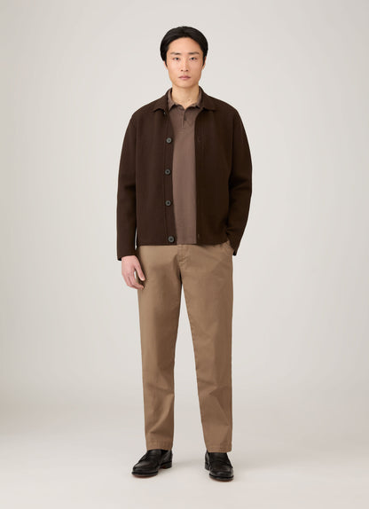 Mens Long Sleeve Riviera Polo Shirt In Bark Mpol1031 Brgc