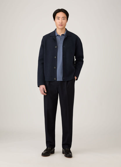 Mens Long Sleeve Riviera Polo Shirt In Selvedge Blue Mpol1031 Buwf