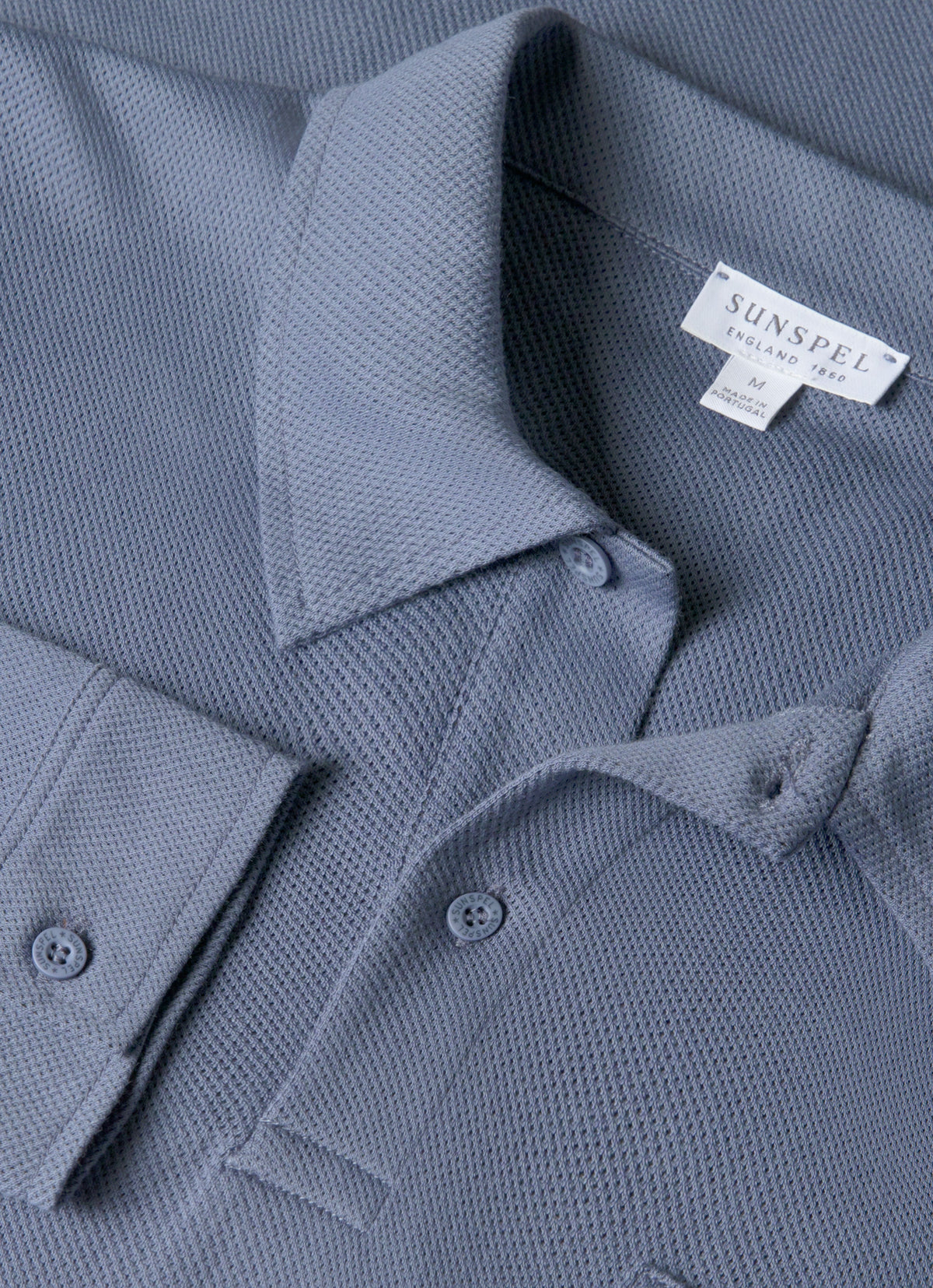 Mens Long Sleeve Riviera Polo Shirt In Selvedge Blue Mpol1031 Buwf