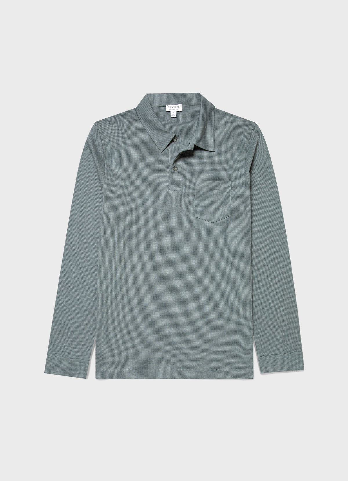 Mens Long Sleeve Riviera Polo Shirt In Smoke Green Mpol1031 Gnhp