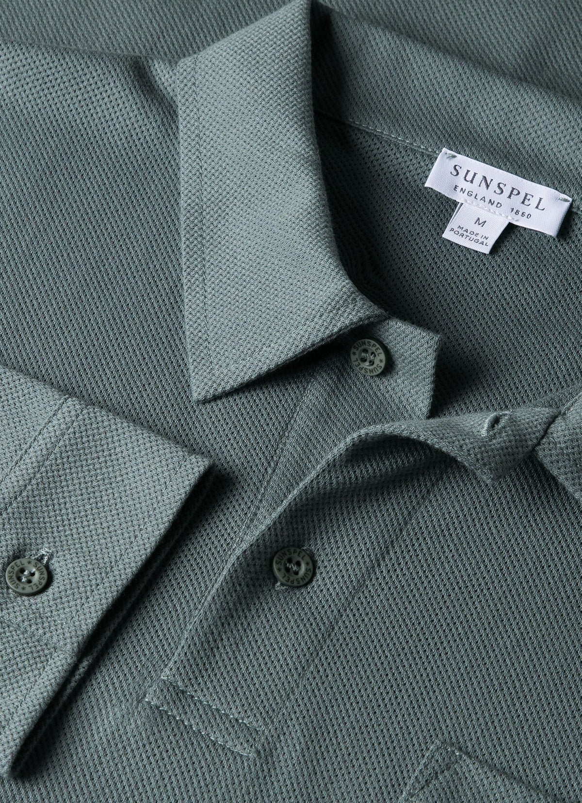 Mens Long Sleeve Riviera Polo Shirt In Smoke Green Mpol1031 Gnhp