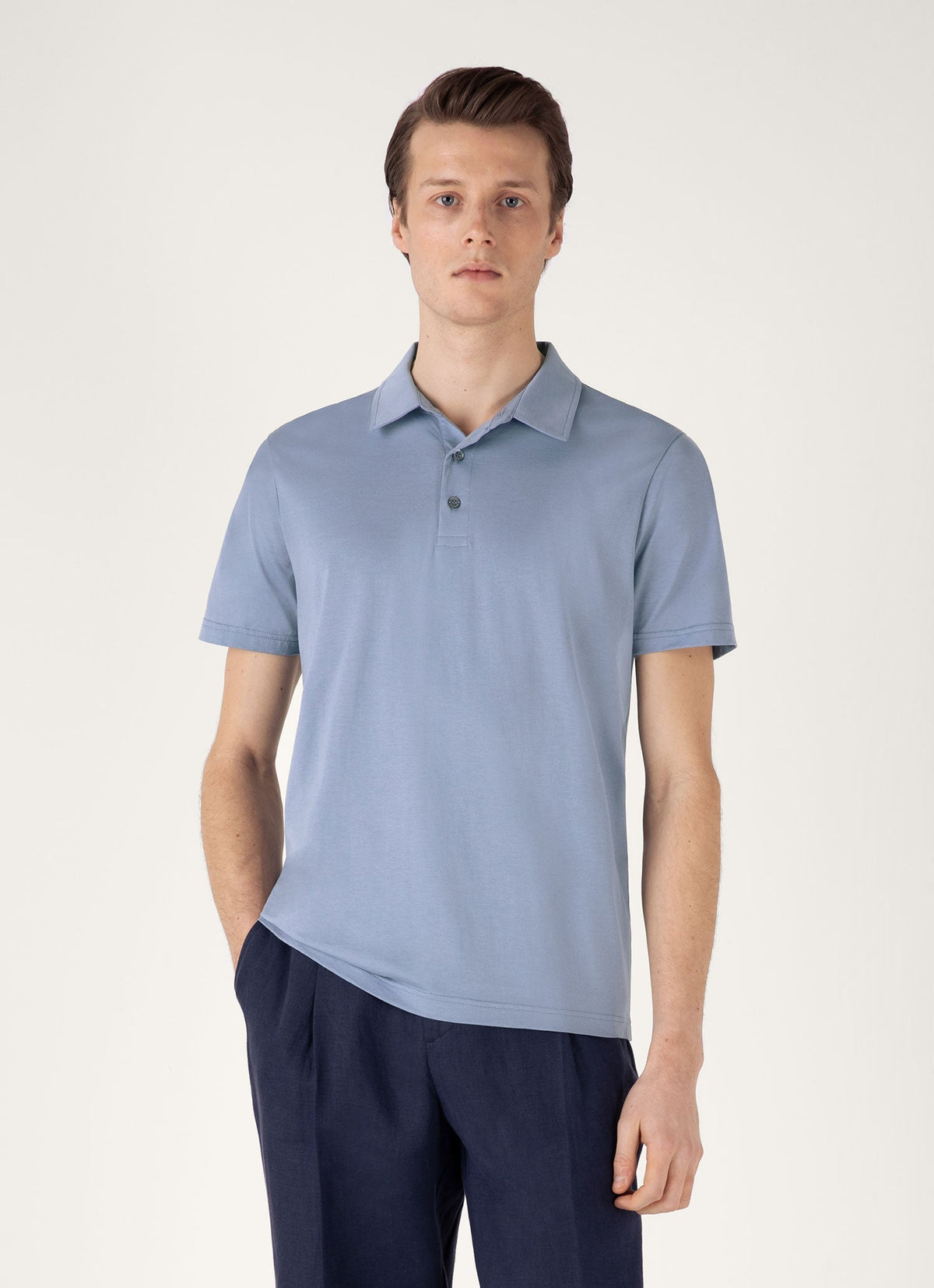 Mens Classic Jersey Polo Shirt In Vintage Blue Mpol1052 Buwb
