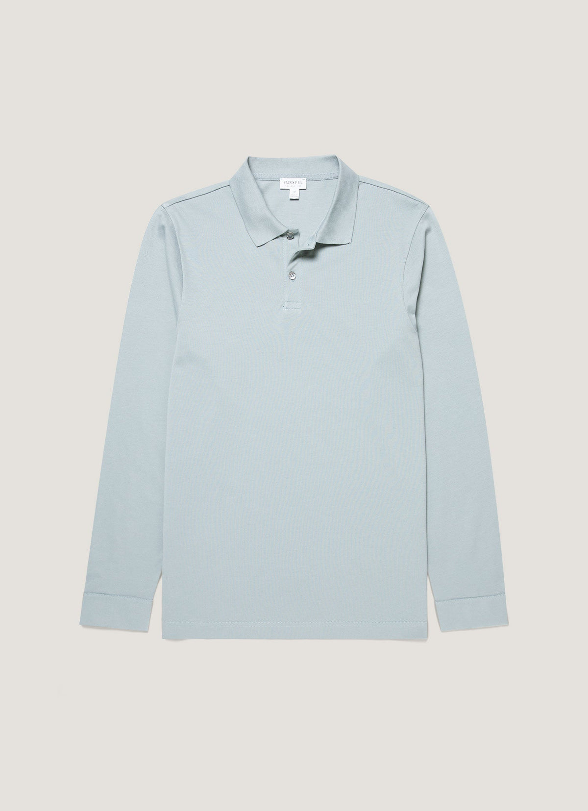 Mens Long Sleeve Pique Polo Shirt In Stone Blue Mpol1065 Buwt