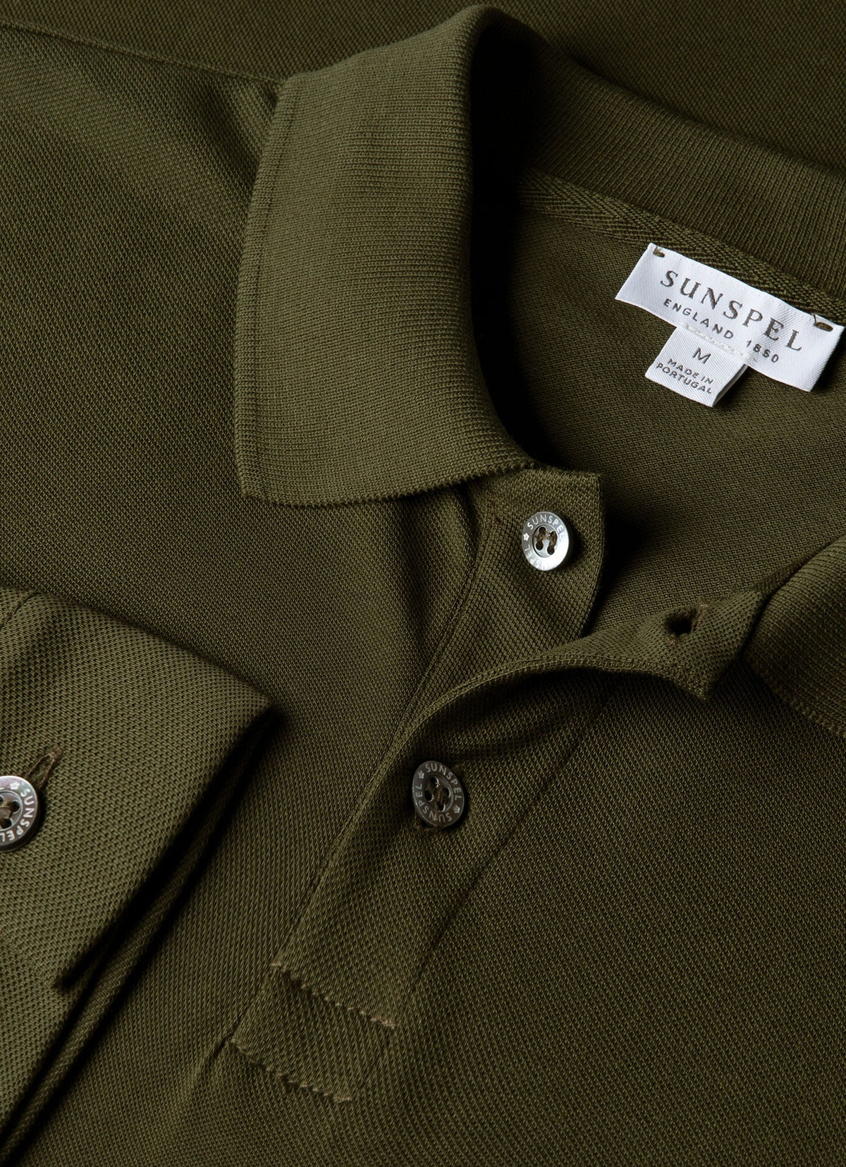 Mens Long Sleeve Pique Polo Shirt In Deep Olive Mpol1065 Gniz