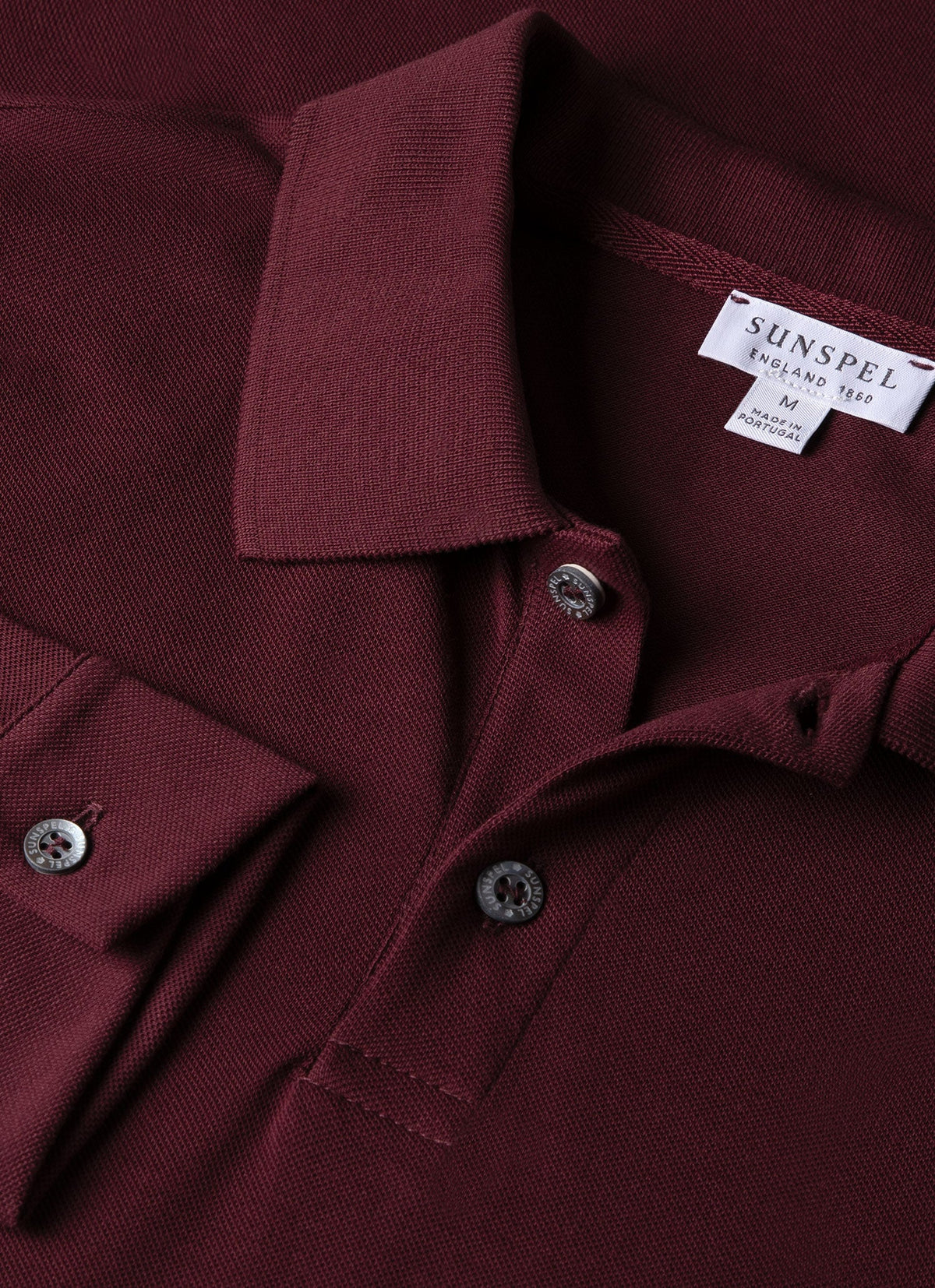 Mens Long Sleeve Pique Polo Shirt In Port Mpol1065 Rddu